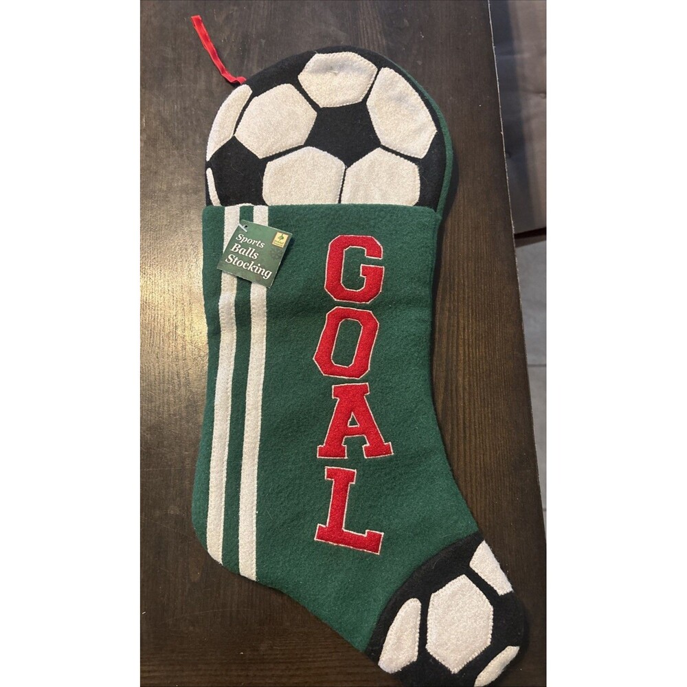 Soccer Christmas Stocking GOAL Green Ball